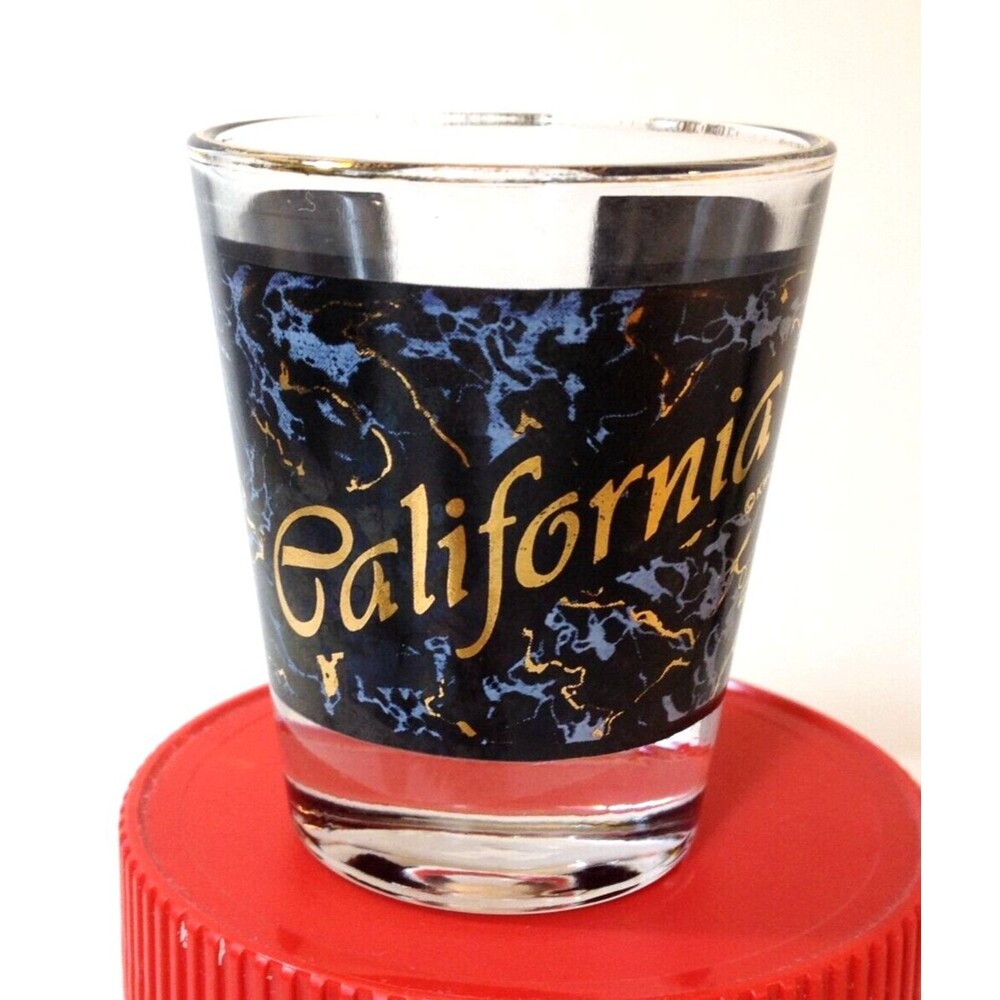 Vintage Souvenir California Shot Glass Whiskey Gold Trim
